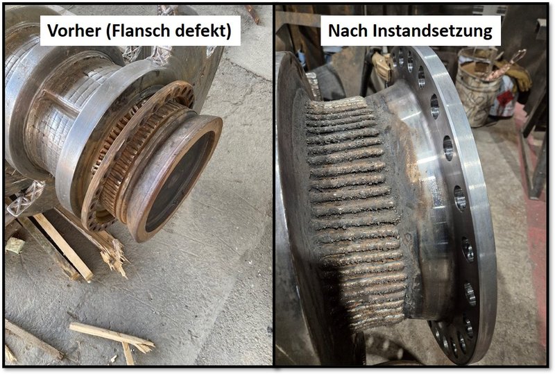 Instandsetzung des Hauptflansches einer Brecherwelle
